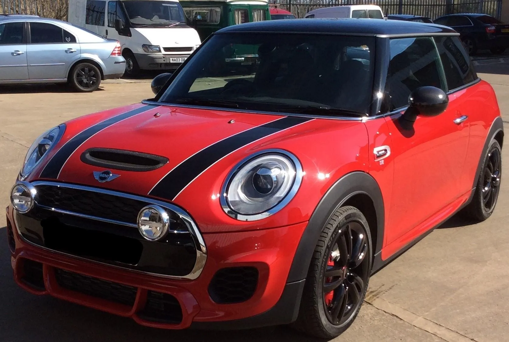 Red Mini Cooper with refurbished black alloy wheels Direct Finish Yorkshire